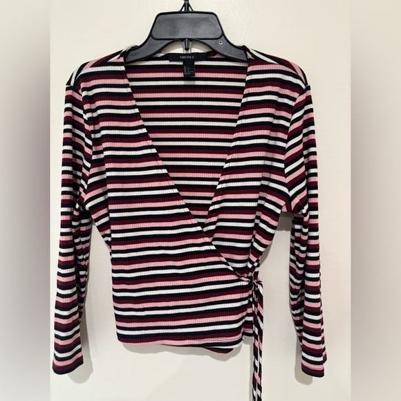 Forever 21 Striped Wrap Top size large - Picture 3 of 7